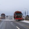 Ветер и ледяной дождь глянцует трассу М-4 «Дон»