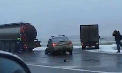Сегодня по трассе М4 «Дон» пробки и снег с дождем