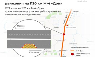 На 1120 км трассы М-4 в Краснодарском крае ограничат движение